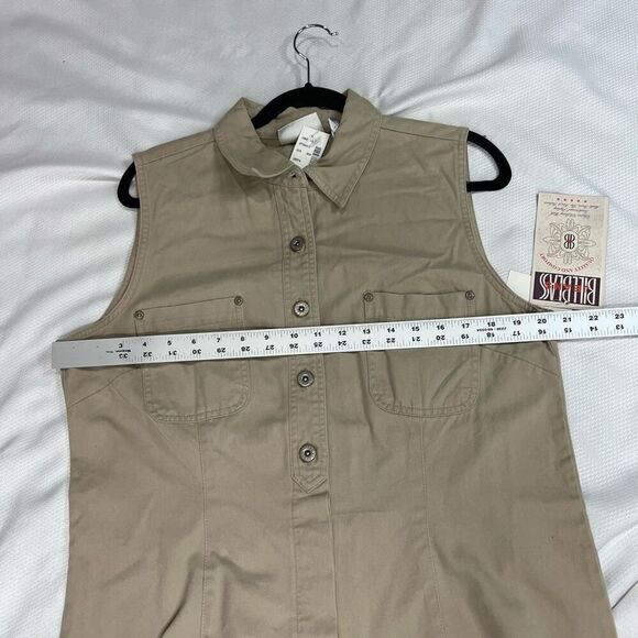 Bill Blass Khaki Collared Button Up Dress NWT Sz L‎ Vintage Women’s - Picture 5 of 6